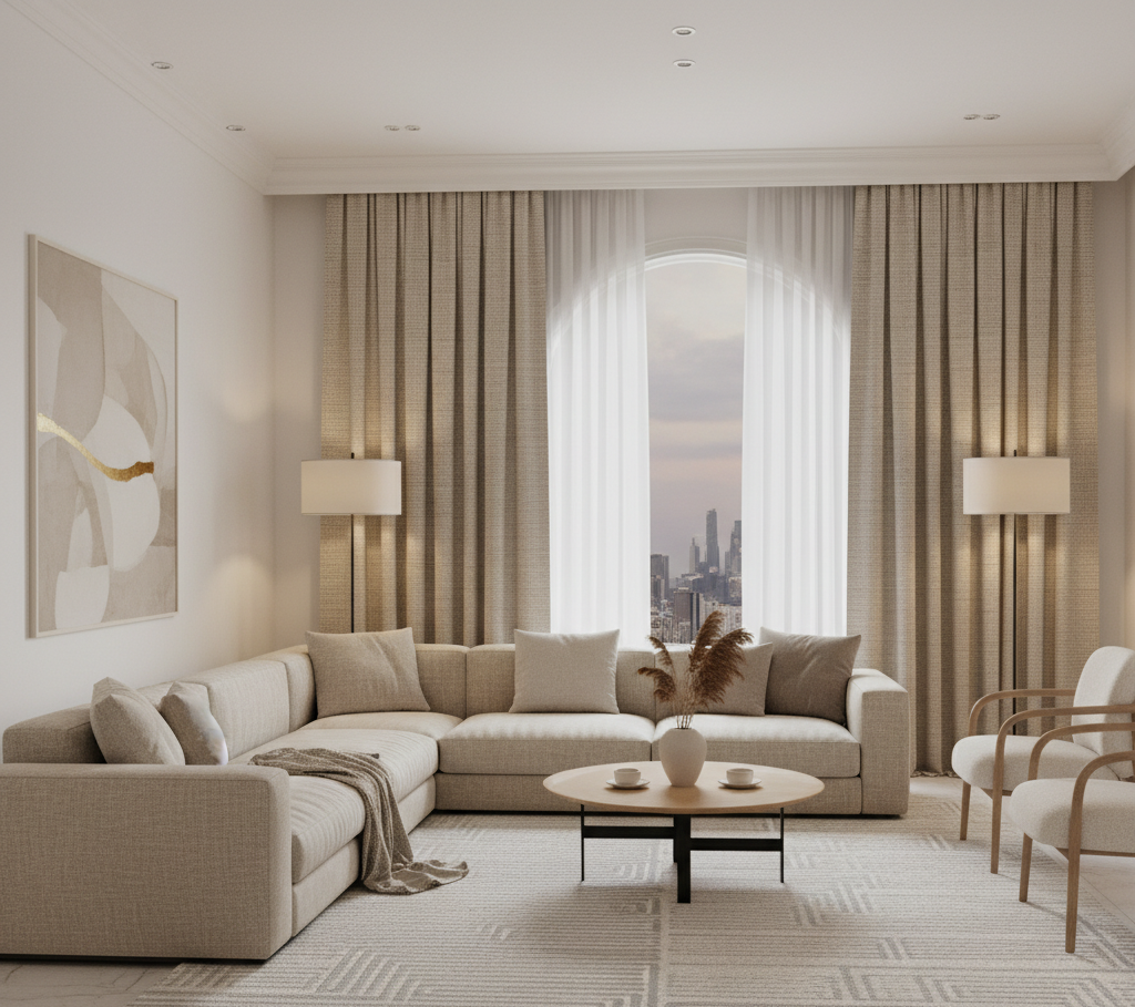 Curtain installation Riyadh service for custom luxury curtains at home