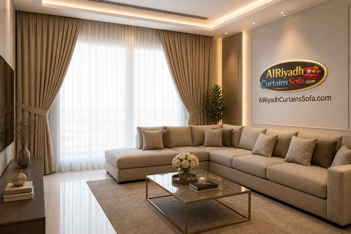 Best curtain sofa designs in Riyadh modern living room with matching sofa and curtains
